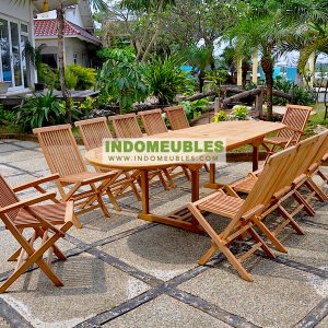 Teak Garden Furniture - Oval Double Extending And Teak Folding Chairs